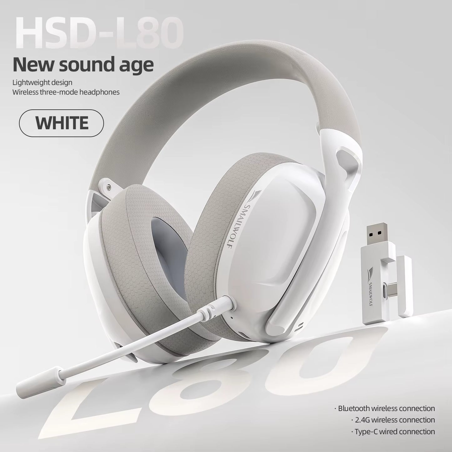 -L80 Bluetooth Wireless Three-Mode Headphones Headset Lightweight Headset 2.4G Gaming Headsets Sports Bass