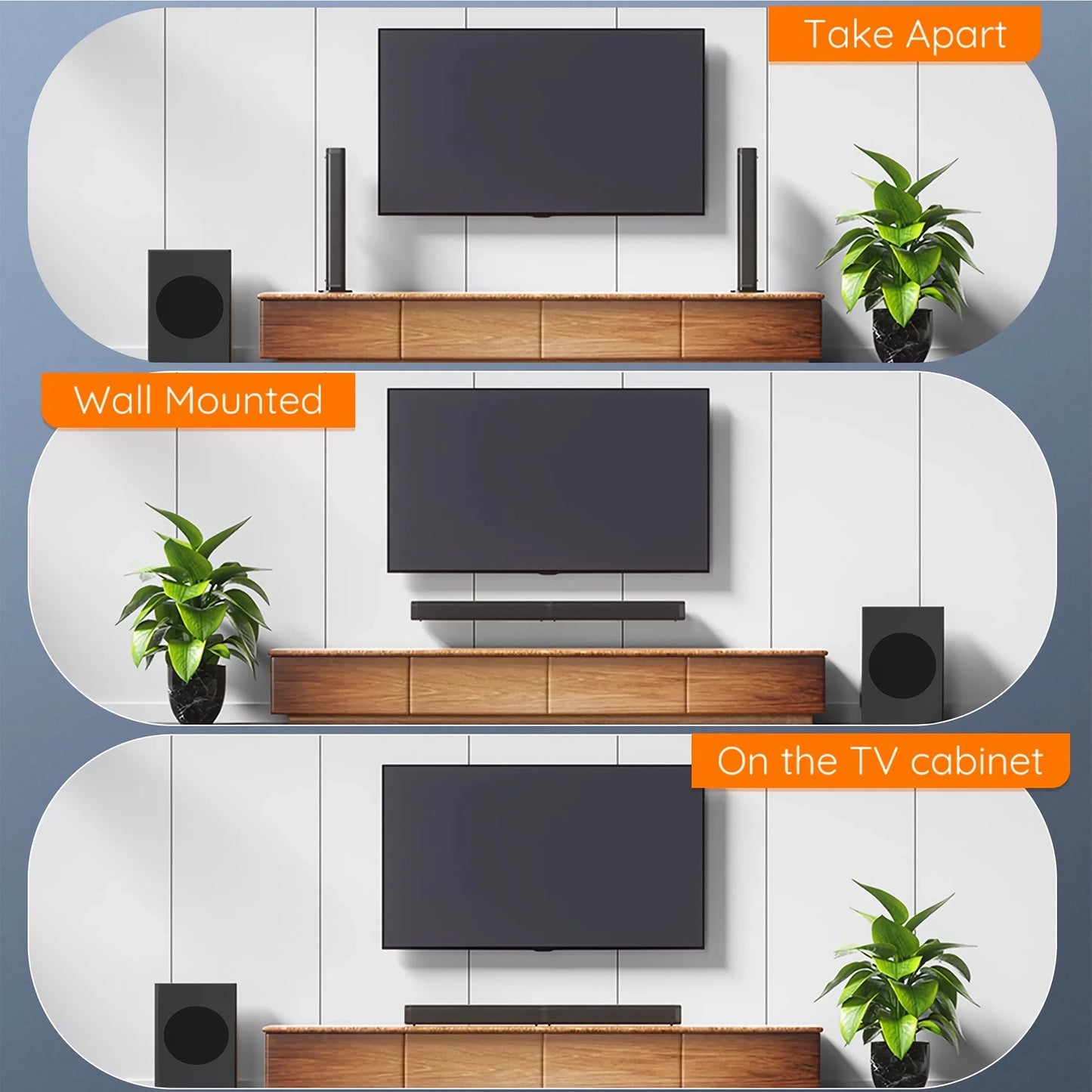 Soundbar with Subwoofer, 2.1 CH Separable Sound Bars for TV, Bluetooth/Hdmi-Arc/Aux/Opt 3D Surround Sound