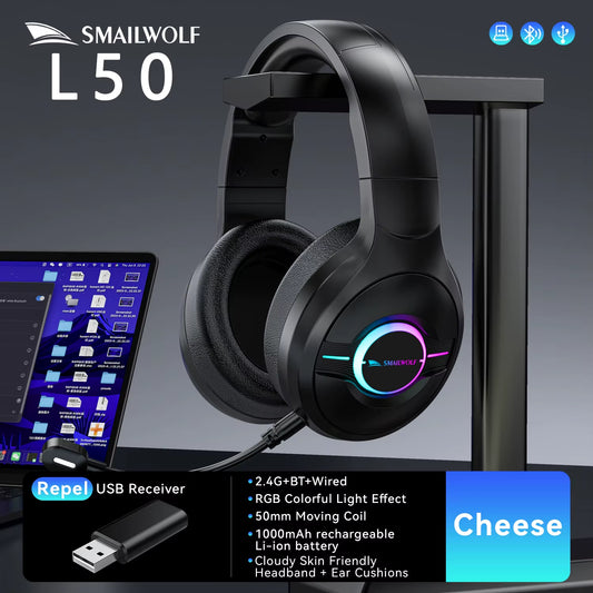 -L80 Bluetooth Wireless Three-Mode Headphones Headset Lightweight Headset 2.4G Gaming Headsets Sports Bass
