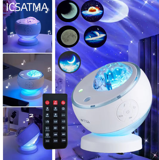 LED Northern Lights Projection Lights with Music Ambient Lights USB Night Lights Galaxy Moon Light Room Decoration Holiday Gifts